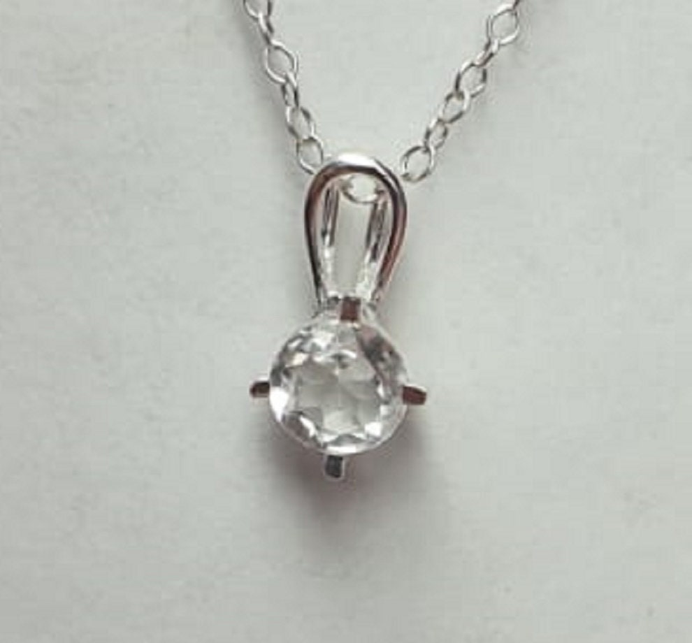 Edler 0,47 Carat weisstopast Anhanger 925 Silber Kette Collier weisser Topas