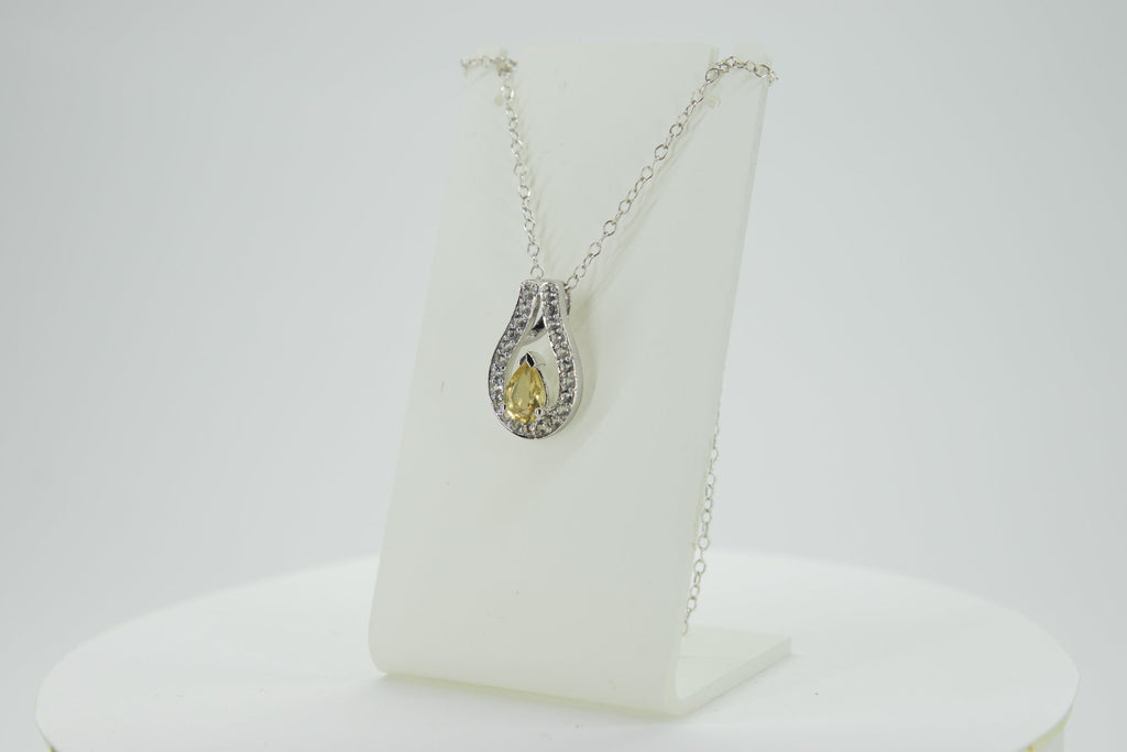 0,65 Carat Citrin  Anhanger 925 Silber weisstopas 925 Silber Collier Kette