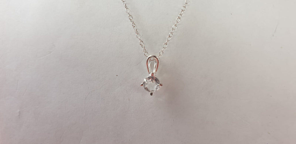 Edler 0,47 Carat weisstopast Anhanger 925 Silber Kette Collier weisser Topas