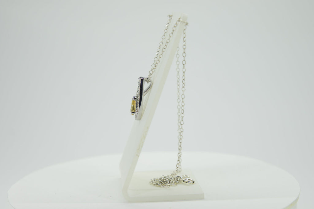 0,65 Carat Citrin  Anhanger 925 Silber weisstopas 925 Silber Collier Kette