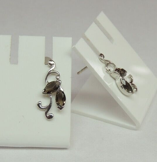 Edle florale 1,3 Carat Rauchtopas Ohrstecker 925 Silber Rauchquarz Ohrschmuck