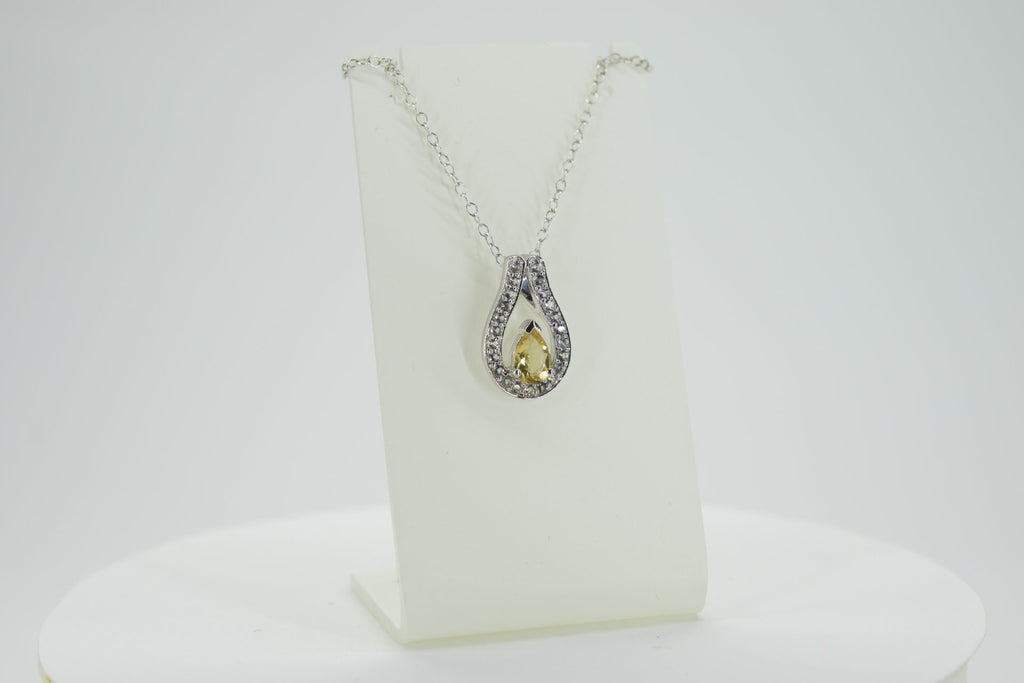 0,65 Carat Citrin  Anhanger 925 Silber weisstopas 925 Silber Collier Kette
