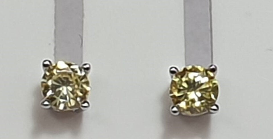 Edle Zirkonia Ohrstecker in gelb 925  Silber 4 mm Top  Ohrstecker
