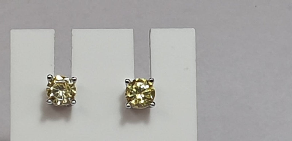Edle Zirkonia Ohrstecker in gelb 925  Silber 4 mm Top  Ohrstecker