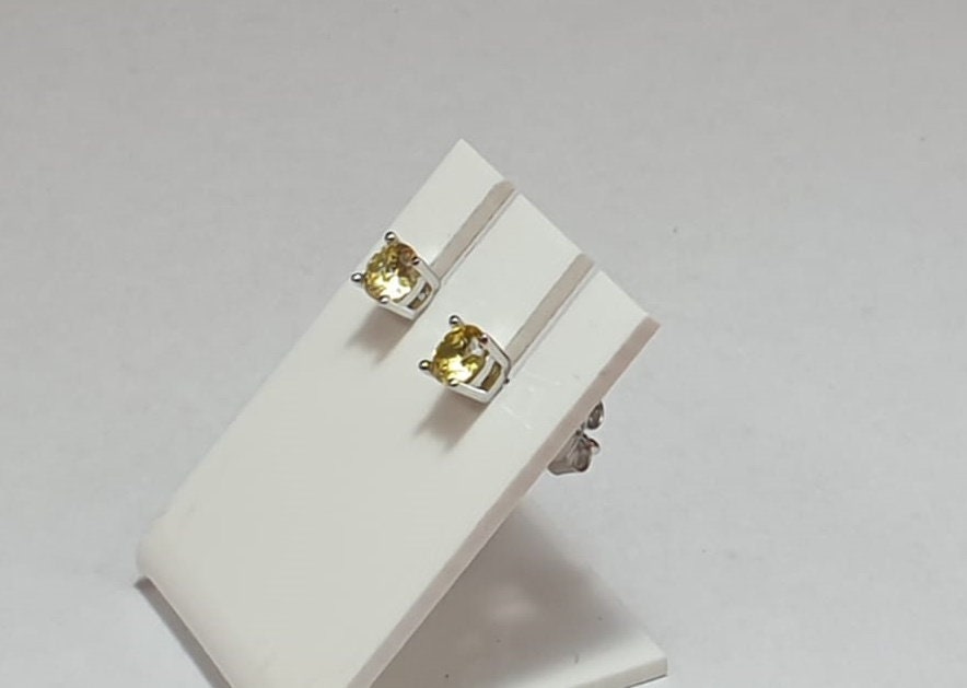 Edle Zirkonia Ohrstecker in gelb 925  Silber 4 mm Top  Ohrstecker