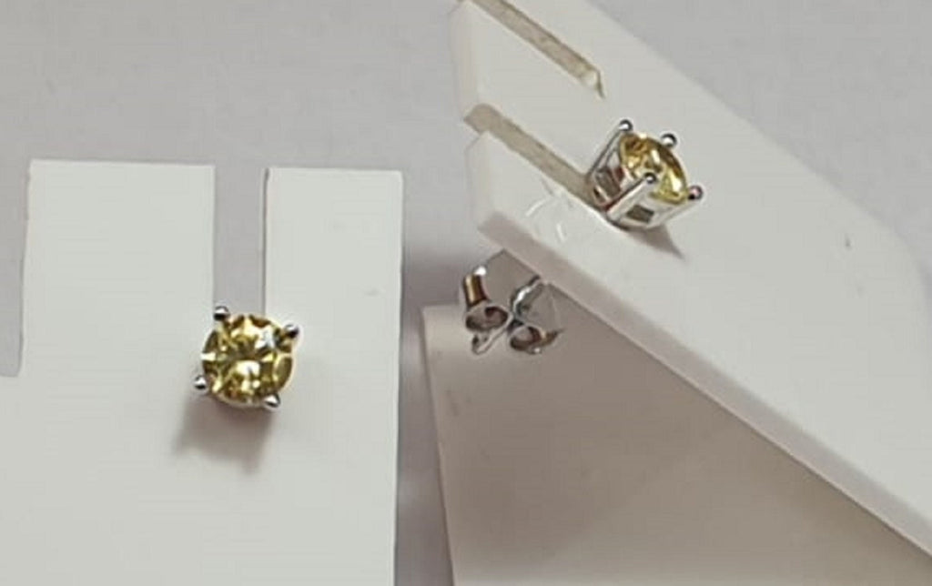 Edle Zirkonia Ohrstecker in gelb 925  Silber 4 mm Top  Ohrstecker