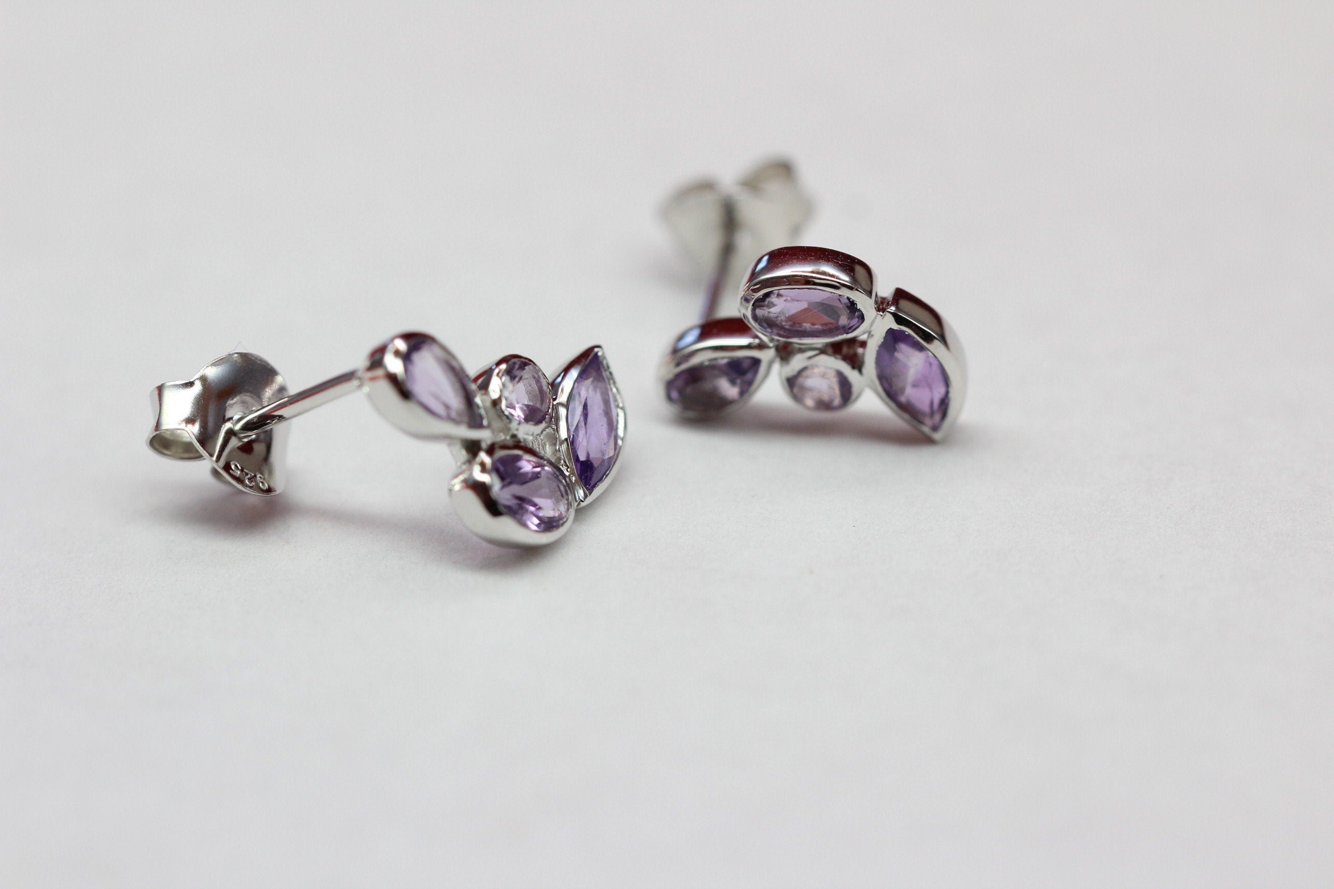 Edle 1,68 Carat Amethyst Ohrstecker romantik pur 925 Silber Ohrschmuck Top