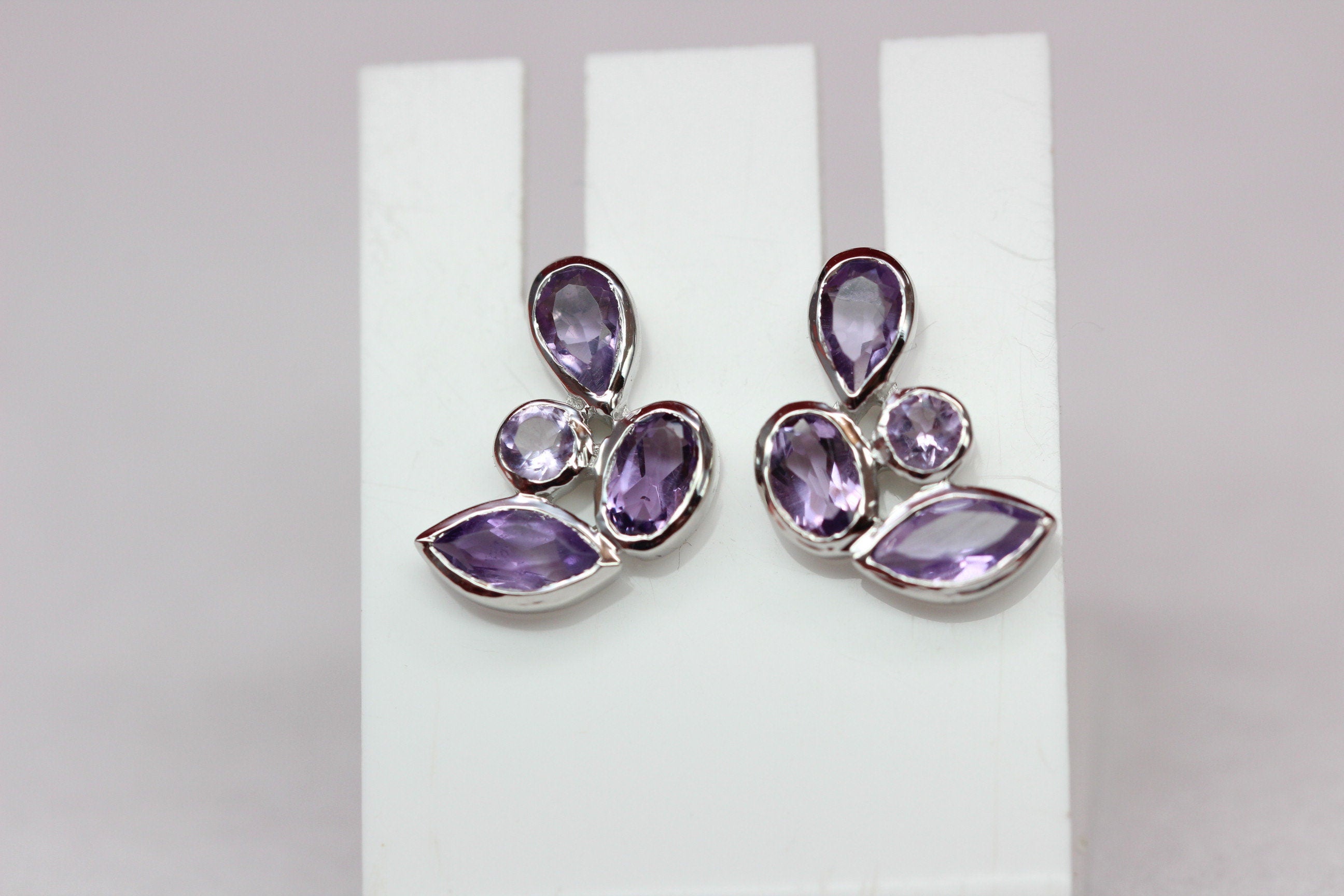 Edle 1,68 Carat Amethyst Ohrstecker romantik pur 925 Silber Ohrschmuck Top
