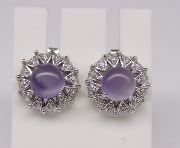 1,36 Carat Amethyst Ohrstecker 925 Silber Zirkonia Top EDEL