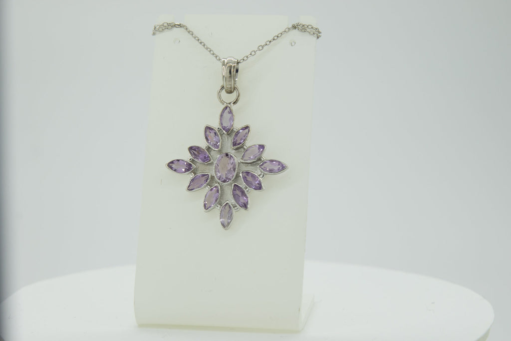 3,7 Carat edler Amethyst Anhanger 925 Silber Collier Kette Amethyst Anhanger