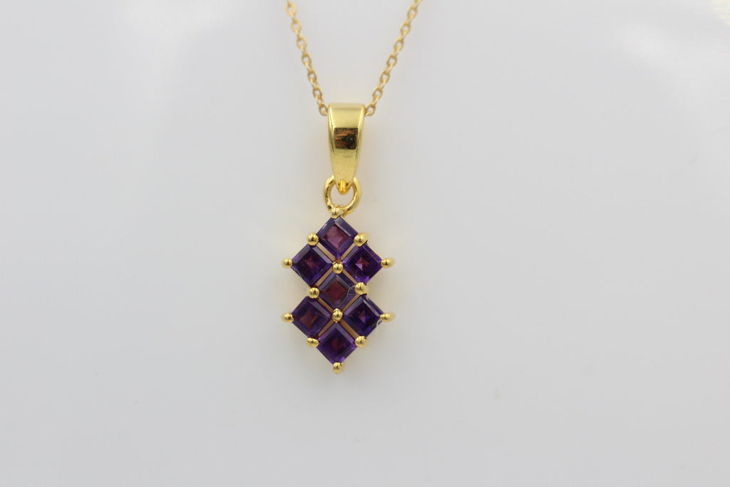 Edler 1,9 Amethyst Anhänger 925 Silber Collier Kette violetter Edelstein verg.