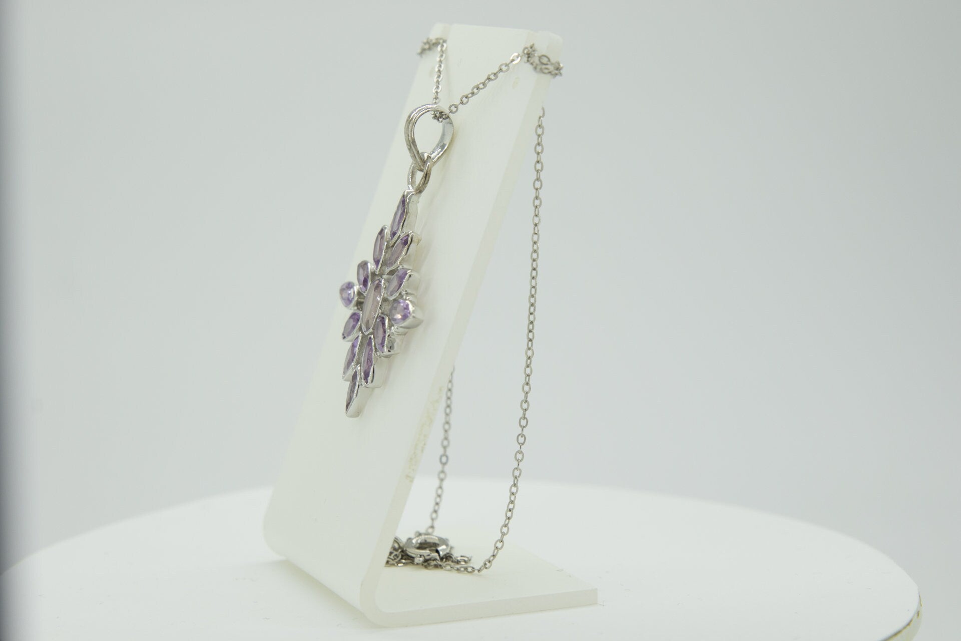 3,7 Carat edler Amethyst Anhanger 925 Silber Collier Kette Amethyst Anhanger