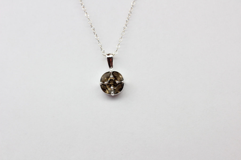 Edler 0,87 Carat Rauchquarz Anhanger 925 Silber Collier Kette Rauchtopas