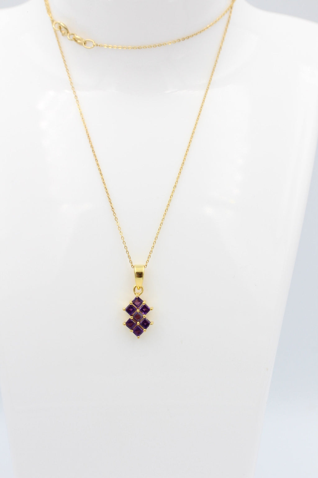 Edler 1,9 Amethyst Anhänger 925 Silber Collier Kette violetter Edelstein verg.