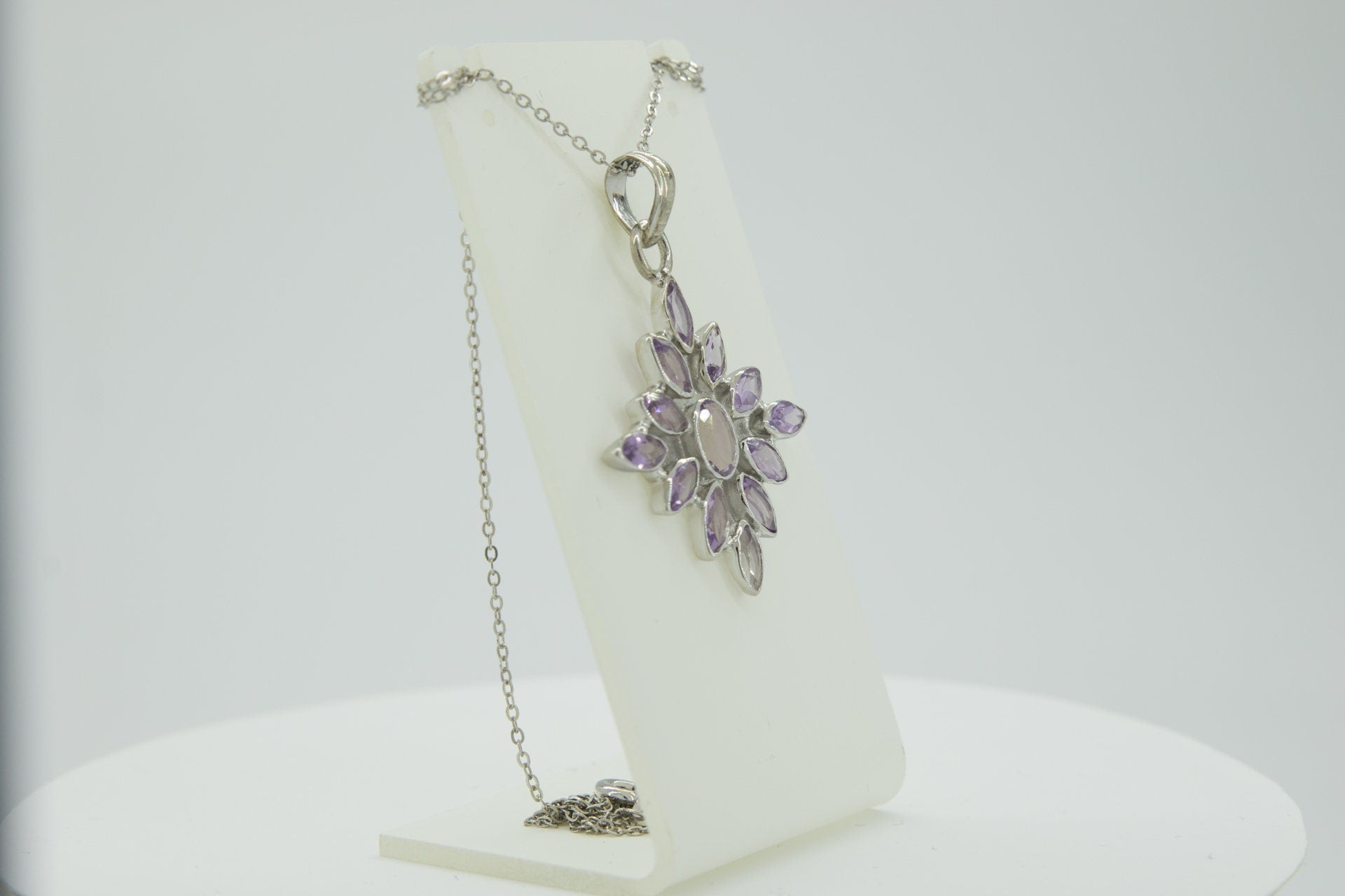 3,7 Carat edler Amethyst Anhanger 925 Silber Collier Kette Amethyst Anhanger