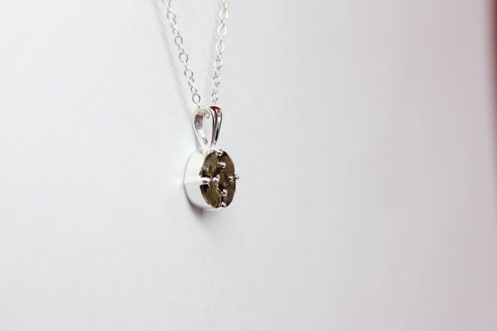 Edler 0,87 Carat Rauchquarz Anhanger 925 Silber Collier Kette Rauchtopas