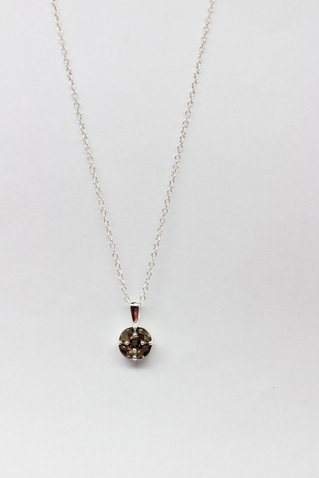 Edler 0,87 Carat Rauchquarz Anhanger 925 Silber Collier Kette Rauchtopas