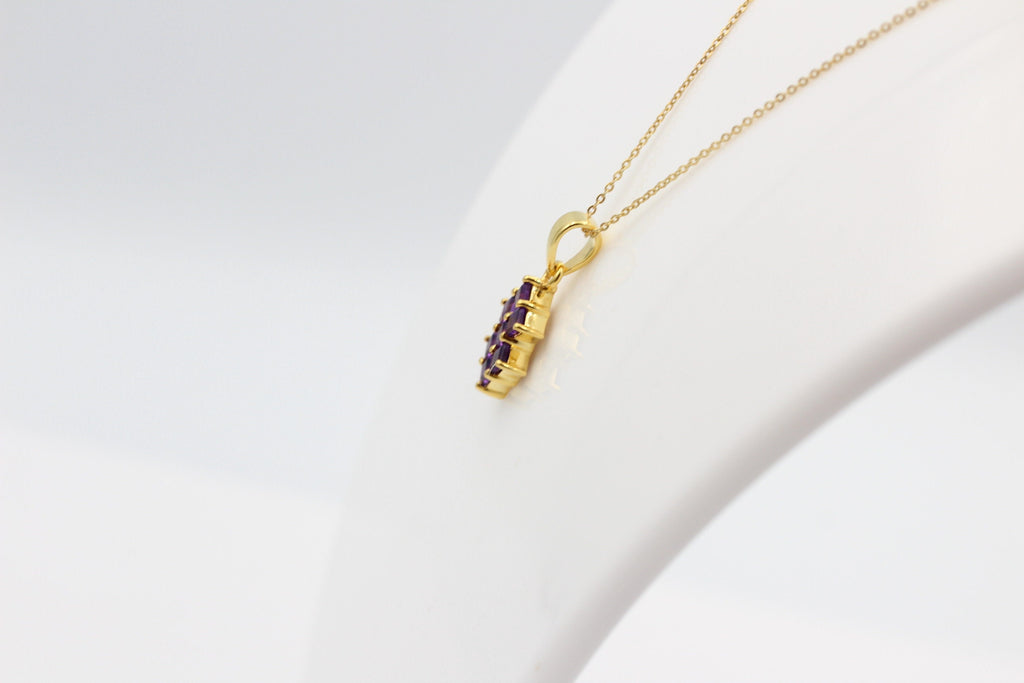 Edler 1,9 Amethyst Anhänger 925 Silber Collier Kette violetter Edelstein verg.