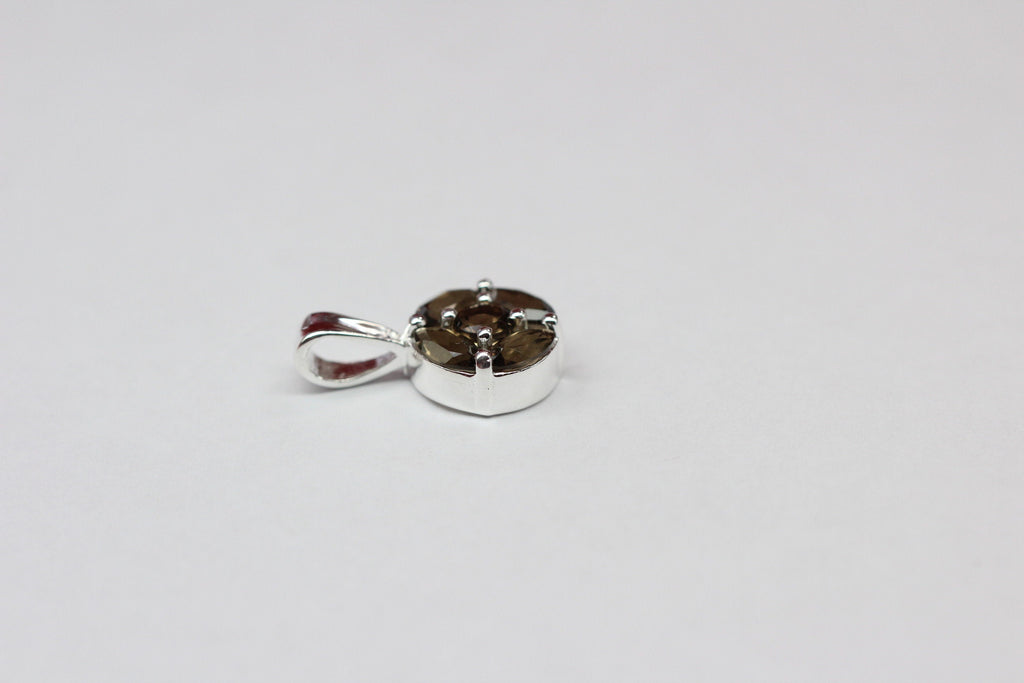 Edler 0,87 Carat Rauchquarz Anhanger 925 Silber Collier Kette Rauchtopas