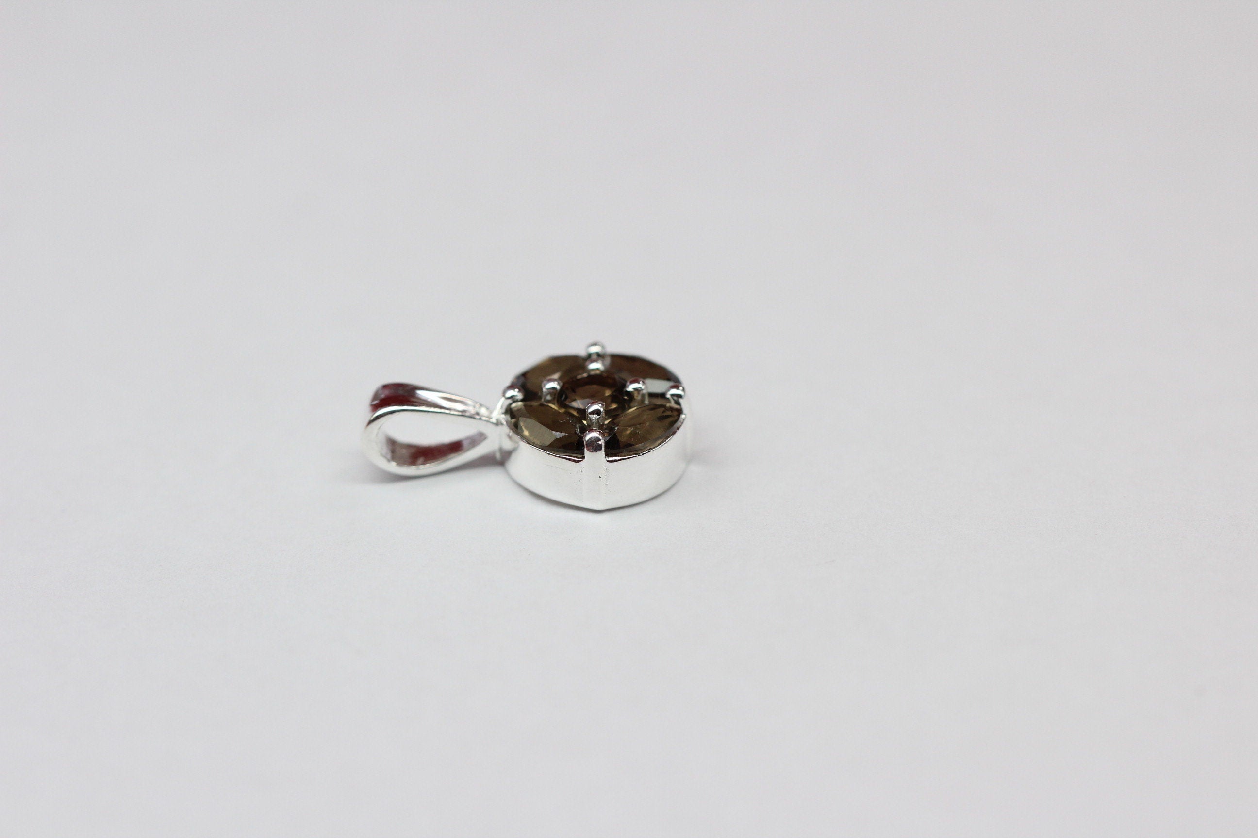 Edler 0,87 Carat Rauchquarz Anhanger 925 Silber Collier Kette Rauchtopas