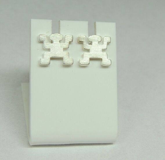 Ohrstecker Figur Mann 925 Silber Ohrring  mattiert Unisex SONDERPOSTEN
