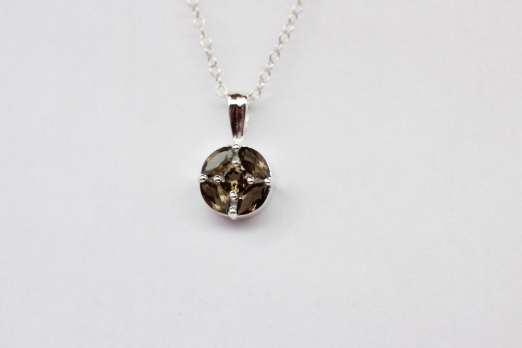 Edler 0,87 Carat Rauchquarz Anhanger 925 Silber Collier Kette Rauchtopas
