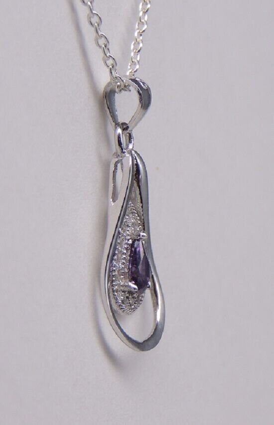 Anhanger lila funkelnde Zirkonia 925 Silber Edel