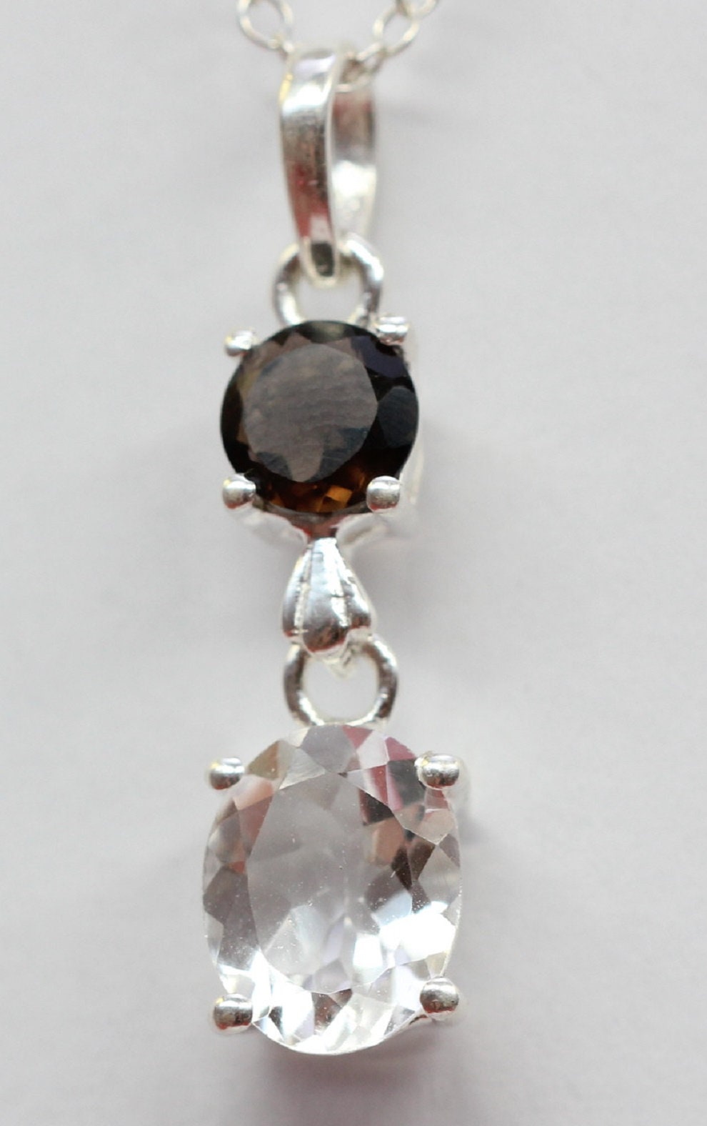 Edler 3,39 Carat weisstopas Rauchquarz Anhanger 925 Silber Collier Kette Topas
