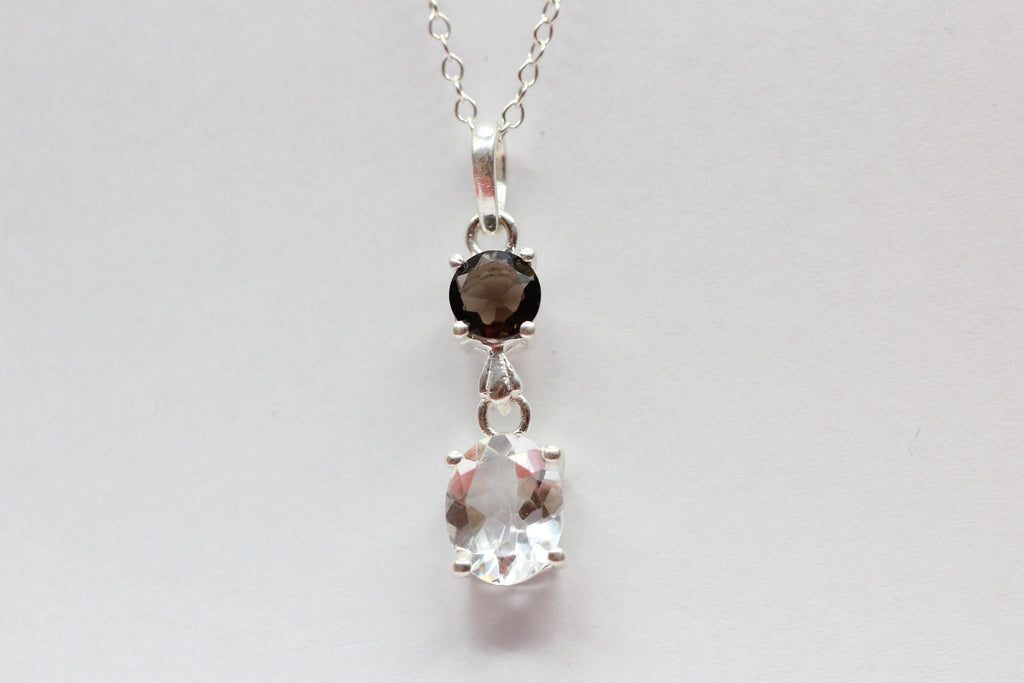 Edler 3,39 Carat weisstopas Rauchquarz Anhanger 925 Silber Collier Kette Topas