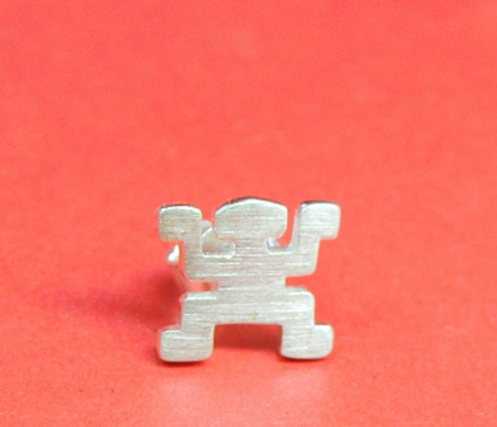 Ohrstecker Figur Mann 925 Silber Ohrring  mattiert Unisex SONDERPOSTEN