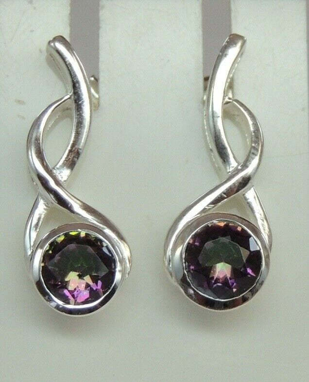 Edle 1,38 Carat Mystik Topas Ohrstecker 925 Silber Ohrschmuck Mystictopas