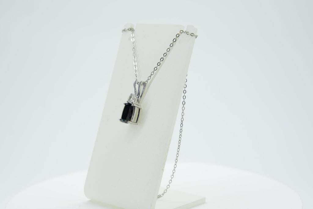 Edler 1,65 Carat schwarzer Spinell Anhanger 925 Silber Collier Kette  Edelstein