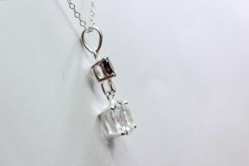 Edler 3,39 Carat weisstopas Rauchquarz Anhanger 925 Silber Collier Kette Topas
