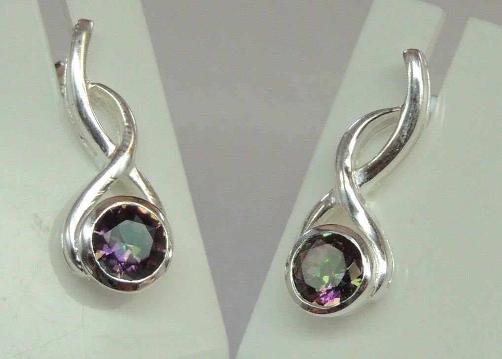 Edle 1,38 Carat Mystik Topas Ohrstecker 925 Silber Ohrschmuck Mystictopas