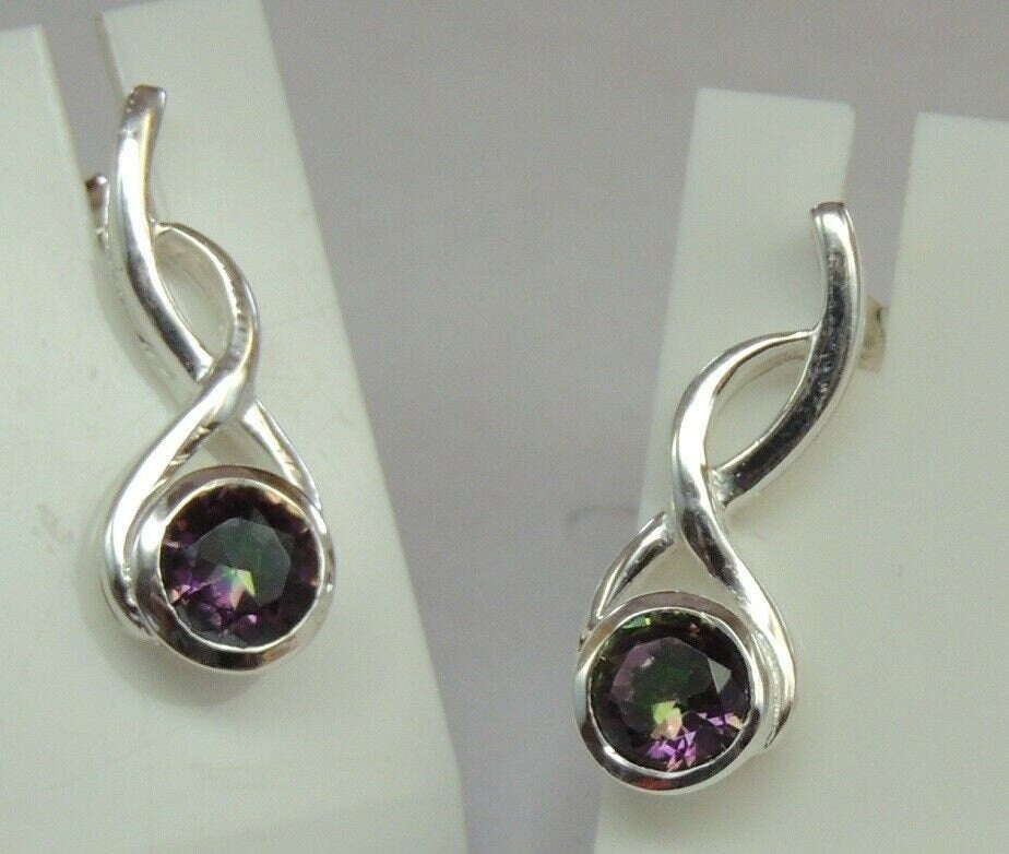 Edle 1,38 Carat Mystik Topas Ohrstecker 925 Silber Ohrschmuck Mystictopas