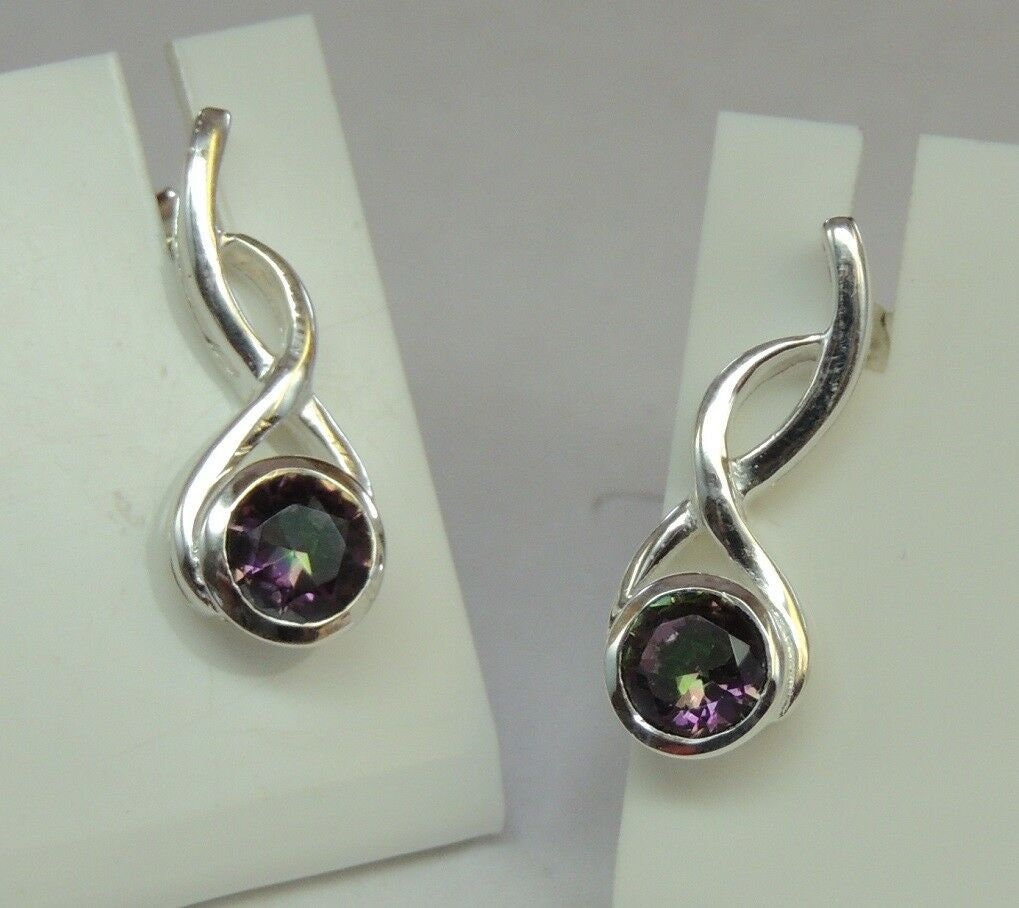 Edle 1,38 Carat Mystik Topas Ohrstecker 925 Silber Ohrschmuck Mystictopas