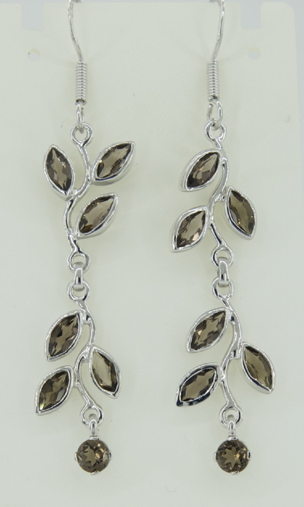 Edle florale 3,6 Carat Rauchquarz Ohrhanger 928 Silber romantische Ohrhanger