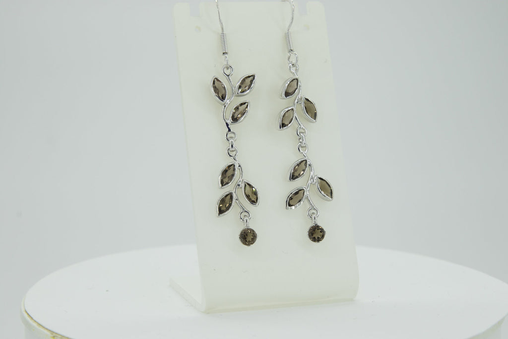 Edle florale 3,6 Carat Rauchquarz Ohrhanger 928 Silber romantische Ohrhanger