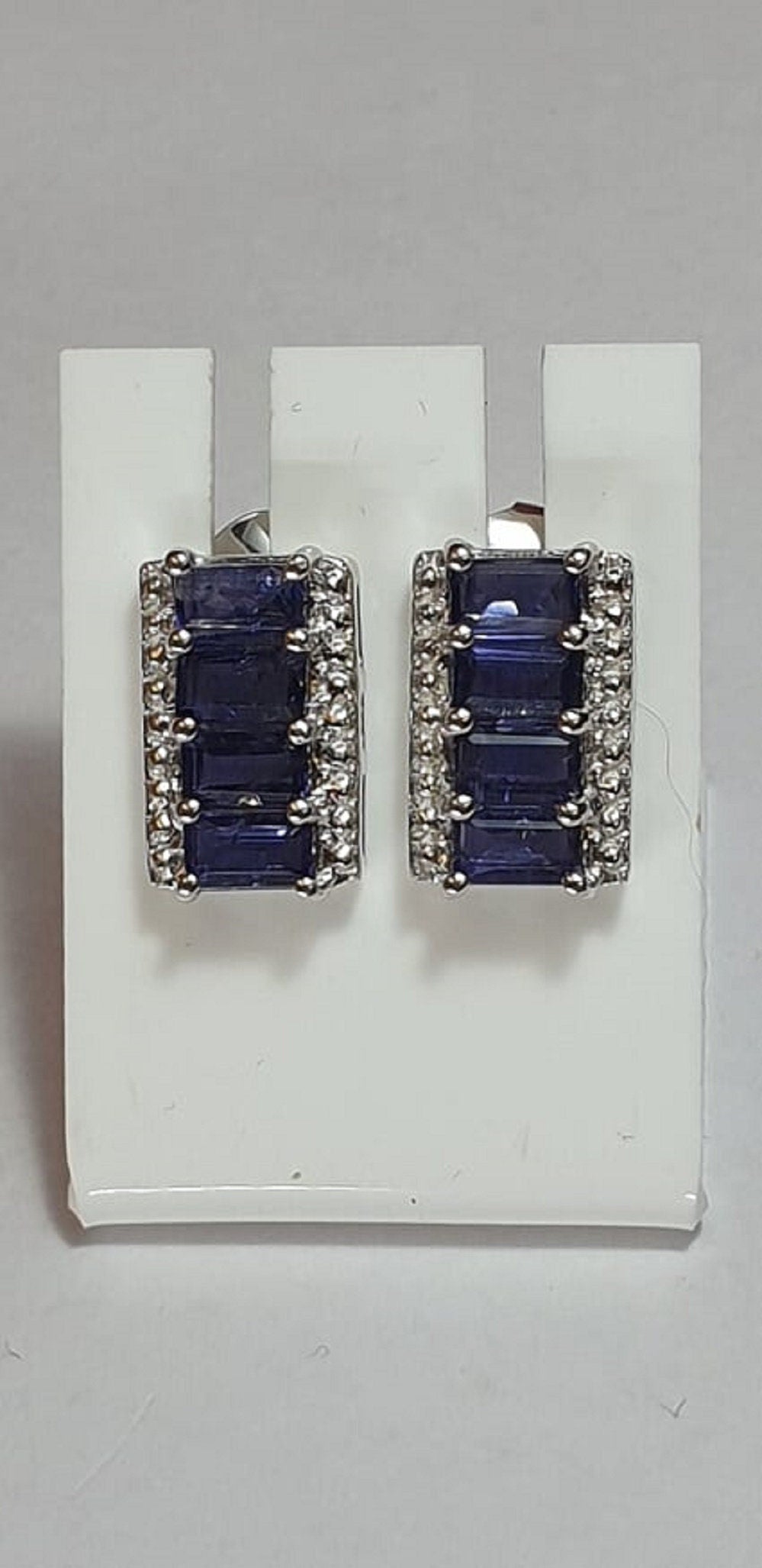2,0 Carat Iolith Ohrstecker 925 Silber Ohrring Wassersahpir Luchssaphir Edel
