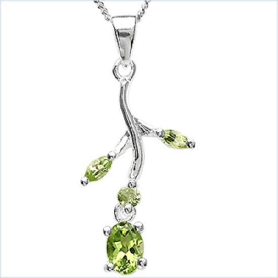 0,72 Carat echter Peridot Anhanger Silber 925, Rhodiniert maigrüner Edelstein