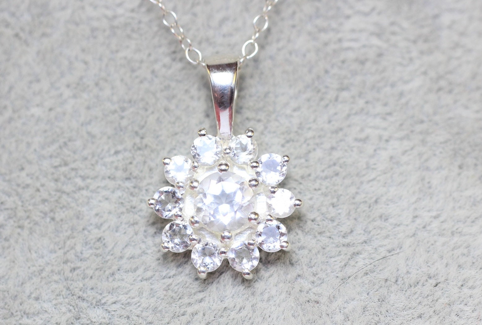 Edler 0,7 Carat Bergkristall Anhanger 925 Silber Collier Kette funkelnder Traum