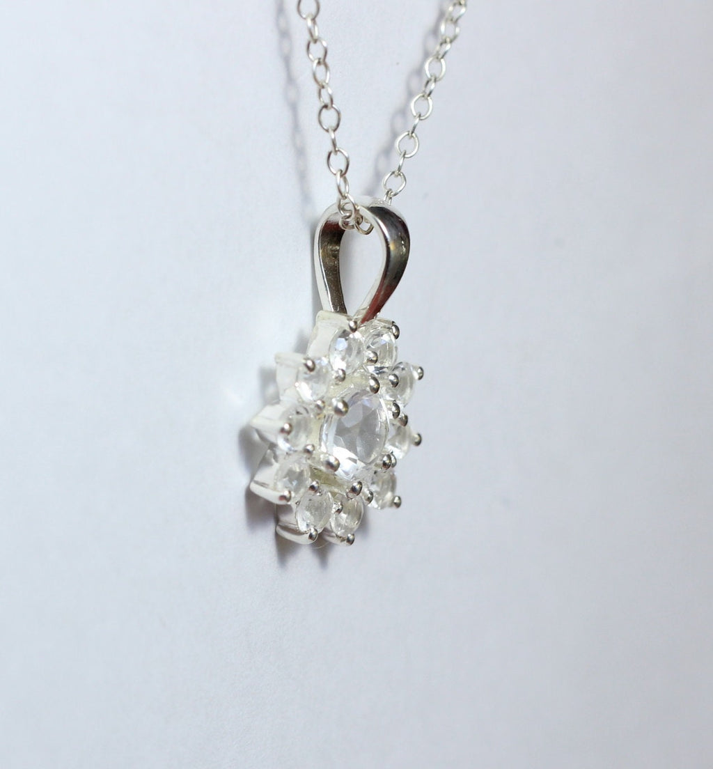 Edler 0,7 Carat Bergkristall Anhanger 925 Silber Collier Kette funkelnder Traum