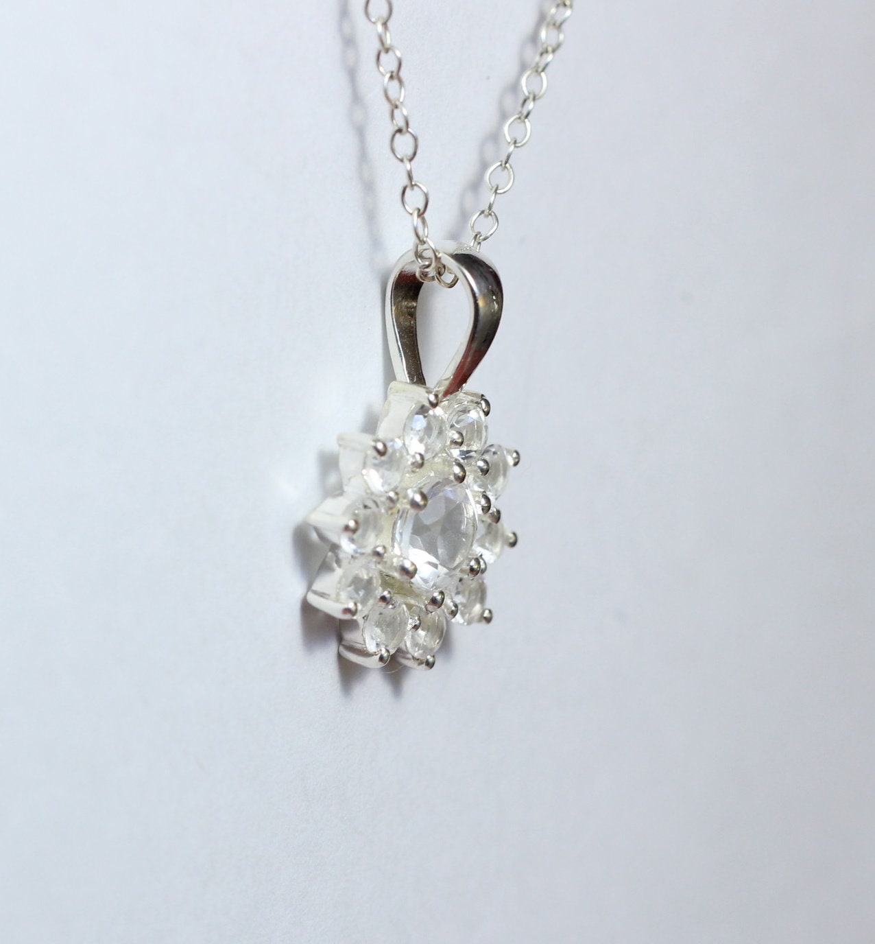 Edler 0,7 Carat Bergkristall Anhanger 925 Silber Collier Kette funkelnder Traum