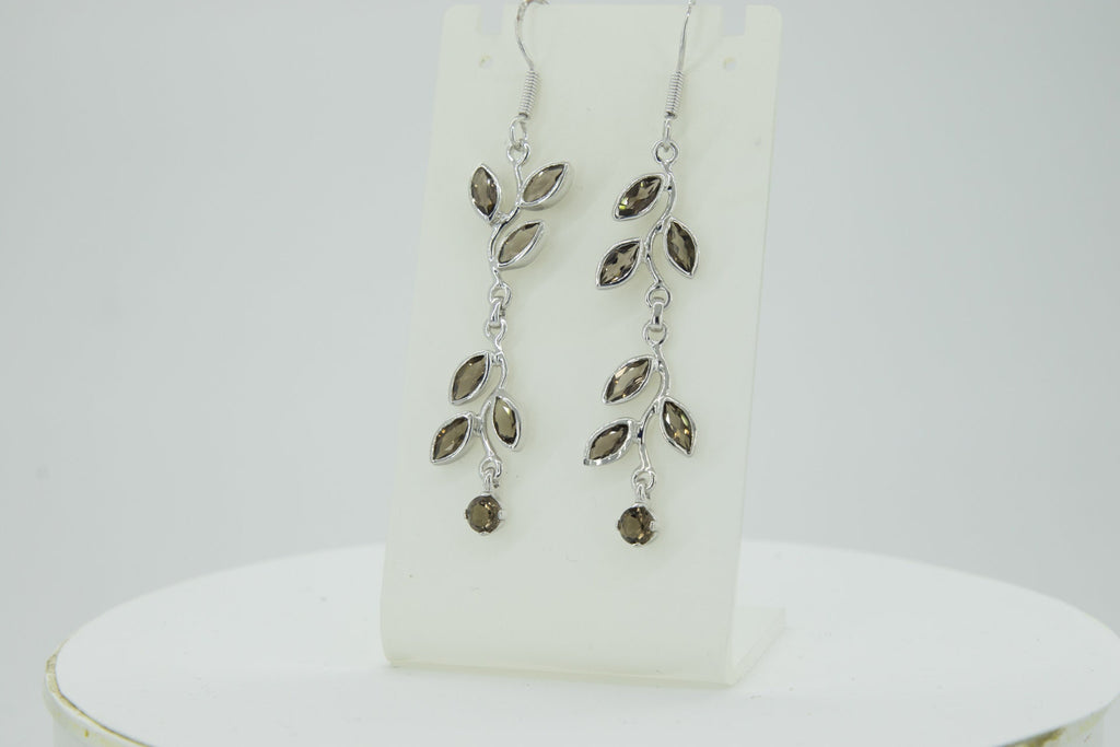 Edle florale 3,6 Carat Rauchquarz Ohrhanger 928 Silber romantische Ohrhanger