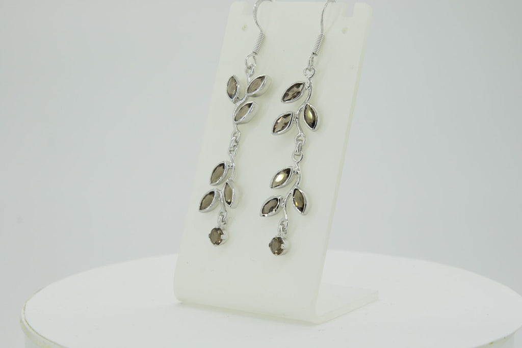 Edle florale 3,6 Carat Rauchquarz Ohrhanger 928 Silber romantische Ohrhanger