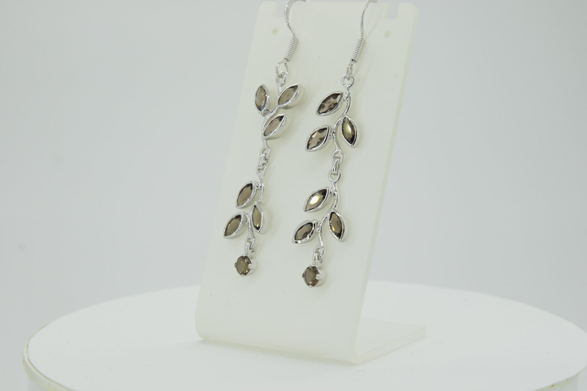 Edle florale 3,6 Carat Rauchquarz Ohrhanger 928 Silber romantische Ohrhanger