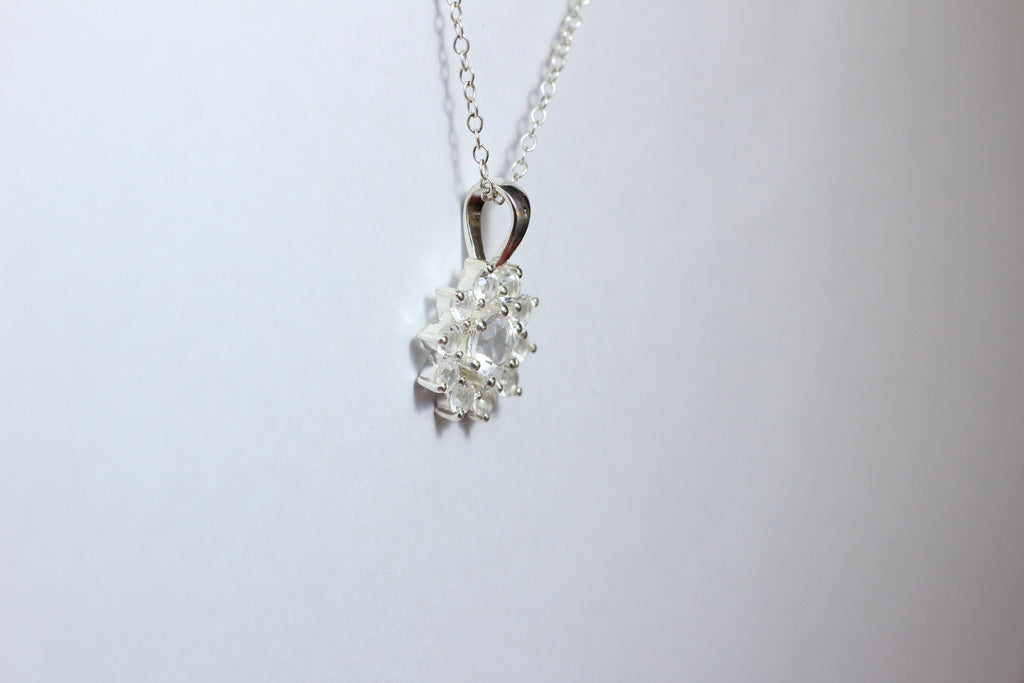 Edler 0,7 Carat Bergkristall Anhanger 925 Silber Collier Kette funkelnder Traum