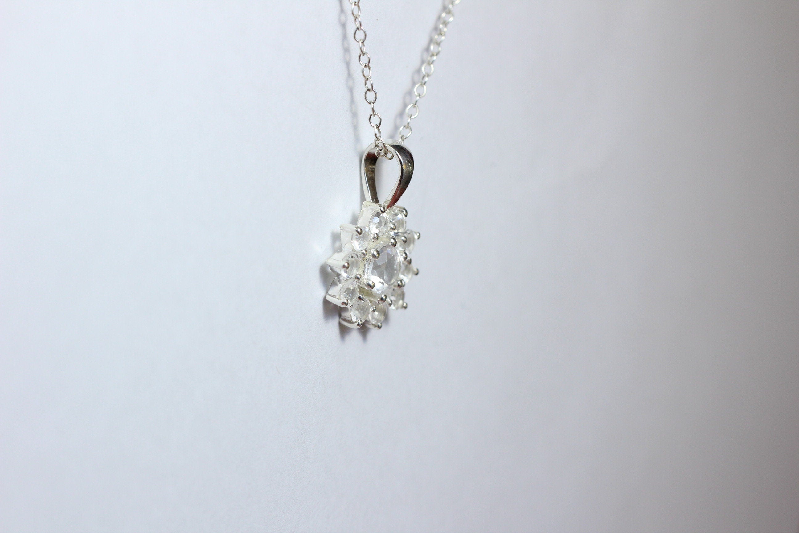 Edler 0,7 Carat Bergkristall Anhanger 925 Silber Collier Kette funkelnder Traum