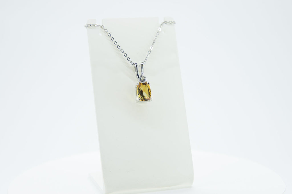 Edler 1,65 Carat Citrin weisstopas Anhanger 925 Silber Collier Kette Edelstein