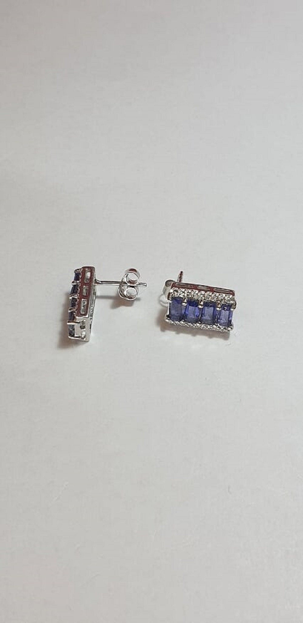 2,0 Carat Iolith Ohrstecker 925 Silber Ohrring Wassersahpir Luchssaphir Edel